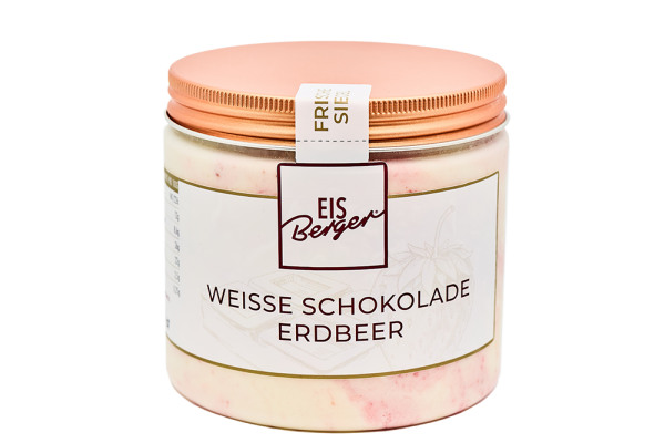 EisBerger Eisdose 600ml Weiße Schokolade Erdbeer