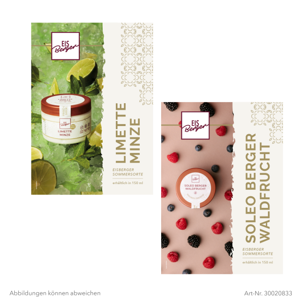 EisBerger Poster 2 Motive Sommer Limette Minze & Soleo Berger Waldfrucht DIN A3