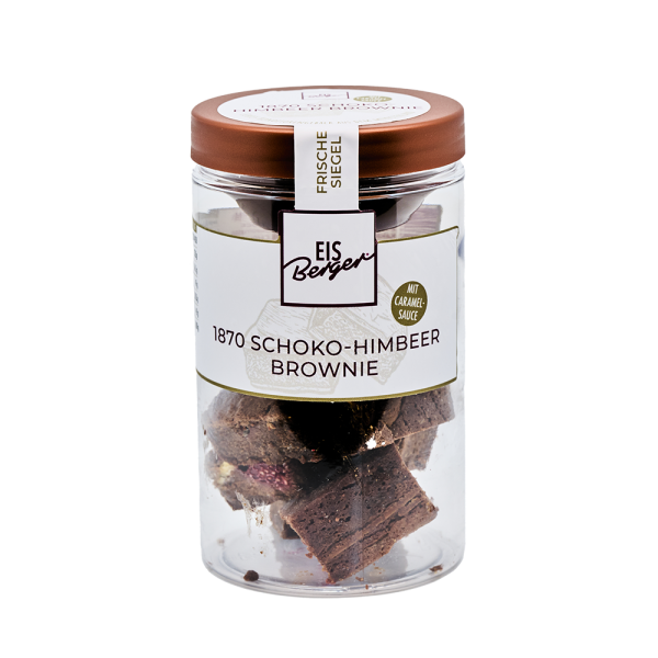 EisBerger 400ml Himbeer Brownie Glutenfrei mit Caramelsauce