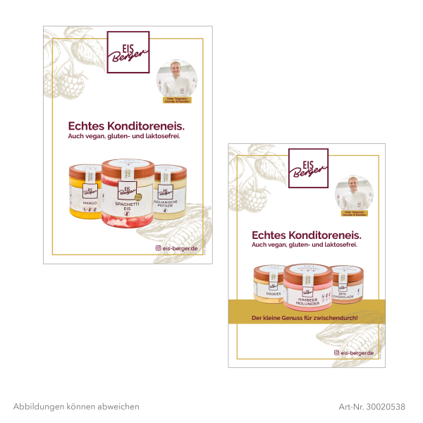 EisBerger Poster 2 Motive Echtes Konditoreneis 250ml/ 150ml Kids DIN A3